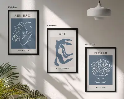 Billedsæt til soveværelset med stilfulde abstrakte mønstre i Matisse-stil