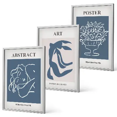 Billedsæt til soveværelset med stilfulde abstrakte mønstre i Matisse-stil