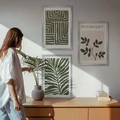 Billedvæg med botanisk minimalisme boho inspiration
