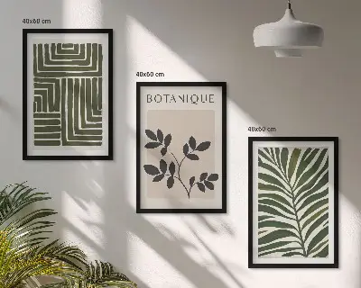 Billedvæg med botanisk minimalisme boho inspiration