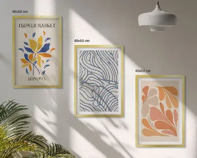 Billedsæt til soveværelset med moderne abstrakte blomster