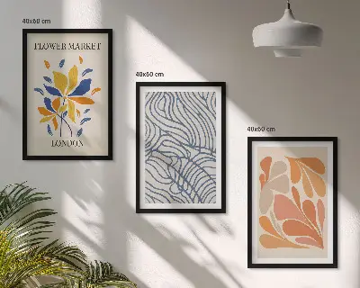 Billedsæt til soveværelset med moderne abstrakte blomster