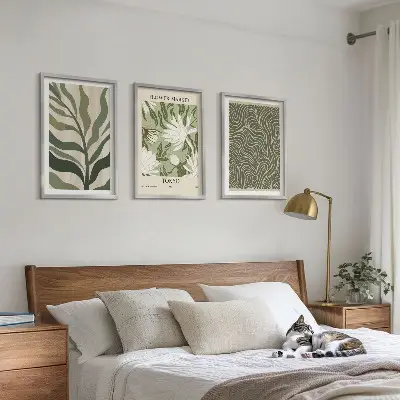 Billedvæg med plantemønstre boho dekorationer til inspiration