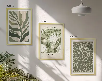 Billedvæg med plantemønstre boho dekorationer til inspiration
