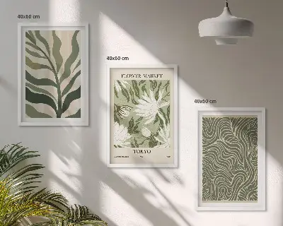 Billedvæg med plantemønstre boho dekorationer til inspiration