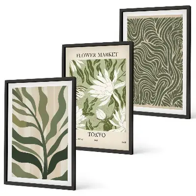 Billedvæg med plantemønstre boho dekorationer til inspiration