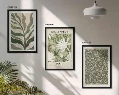 Billedvæg med plantemønstre boho dekorationer til inspiration