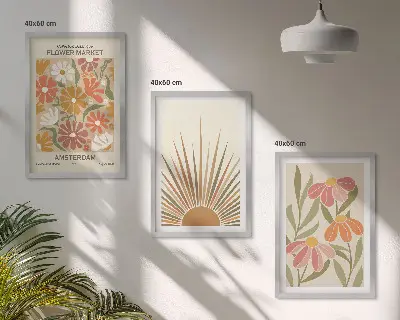 Billedsæt til soveværelset med pastel solblomster
