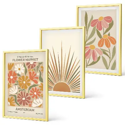 Billedsæt til soveværelset med pastel solblomster