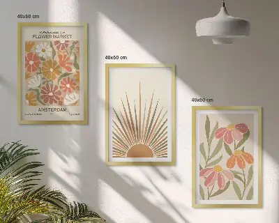 Billedsæt til soveværelset med pastel solblomster