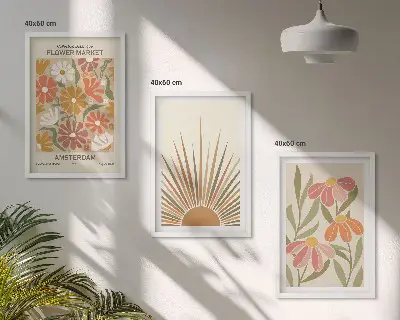 Billedsæt til soveværelset med pastel solblomster