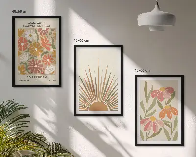 Billedsæt til soveværelset med pastel solblomster
