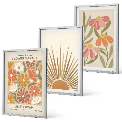 Billedsæt til soveværelset med pastel solblomster