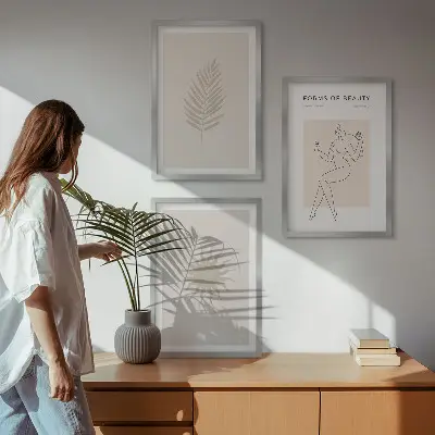 Triptykon med minimalistiske former billeder med ramme