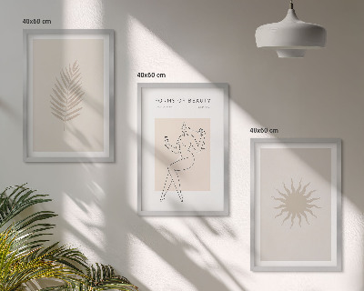 Triptykon billeder med ramme En samling af minimalistiske former