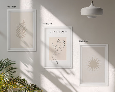 Triptykon billeder med ramme En samling af minimalistiske former