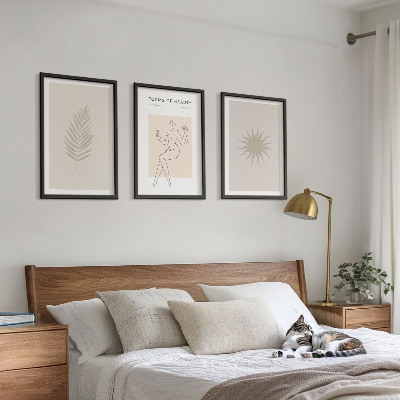 Triptykon billeder med ramme En samling af minimalistiske former