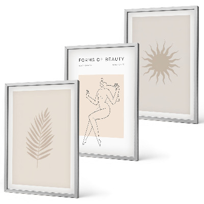 Triptykon billeder med ramme En samling af minimalistiske former