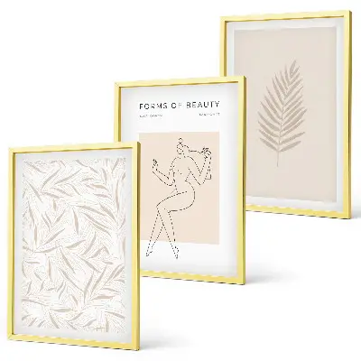 Billedsæt til soveværelset med minimalistiske botaniske motiver