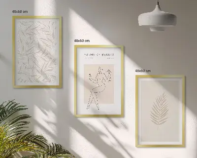 Billedsæt til soveværelset med minimalistiske botaniske motiver