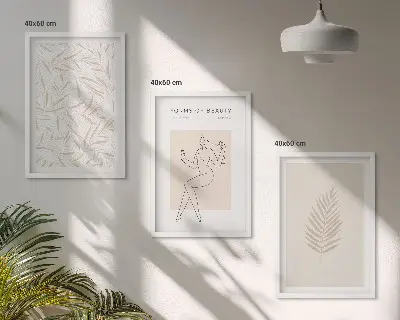 Billedsæt til soveværelset med minimalistiske botaniske motiver
