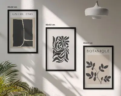 Triptykon med abstrakte plantemønstre billeder med ramme