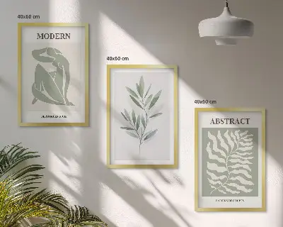 Billedsæt til soveværelset med Matisse akvarel i boho design