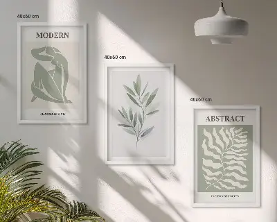 Billedsæt til soveværelset med Matisse akvarel i boho design