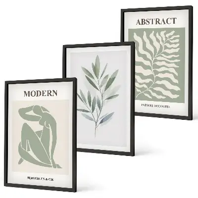Billedsæt til soveværelset med Matisse akvarel i boho design