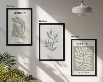 Billedsæt til soveværelset med Matisse akvarel i boho design