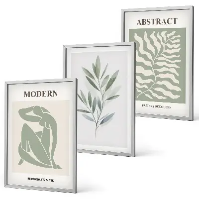 Billedsæt til soveværelset med Matisse akvarel i boho design