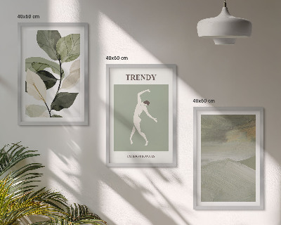 Triptykon billeder med ramme Plante silhuet abstrakte mønstre