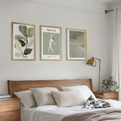 Triptykon billeder med ramme Plante silhuet abstrakte mønstre