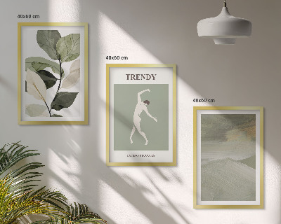 Triptykon billeder med ramme Plante silhuet abstrakte mønstre