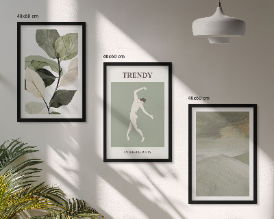 Triptykon billeder med ramme Plante silhuet abstrakte mønstre