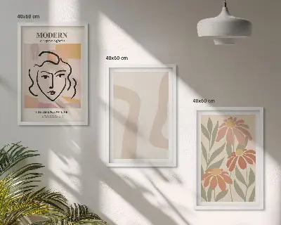 Billedsæt til soveværelset med moderne abstrakt kvinde-motiv