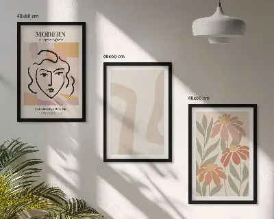Billedsæt til soveværelset med moderne abstrakt kvinde-motiv