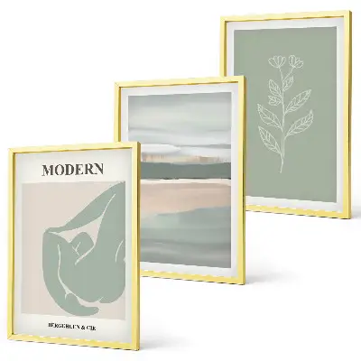Billedvæg med abstrakte pastelfarvede planteformer inspiration til billedvæg