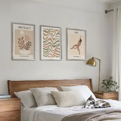 Triptykon billeder med ramme med Matisse boho abstrakte mønstre