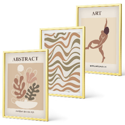 Triptykon billeder med ramme Matisse boho abstrakte mønstre