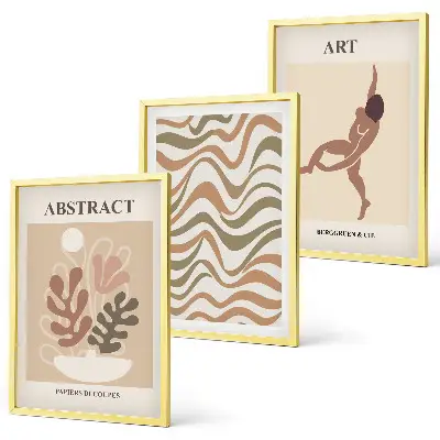Triptykon billeder med ramme med Matisse boho abstrakte mønstre