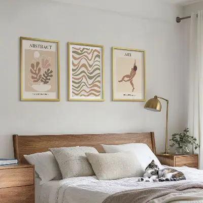 Triptykon billeder med ramme med Matisse boho abstrakte mønstre