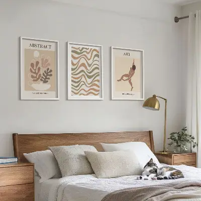 Triptykon billeder med ramme med Matisse boho abstrakte mønstre