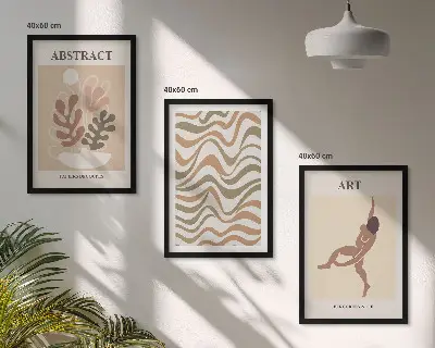 Triptykon billeder med ramme med Matisse boho abstrakte mønstre