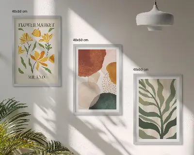 Billedvæg med blomsterabstrakte former inspiration til din billedvæg
