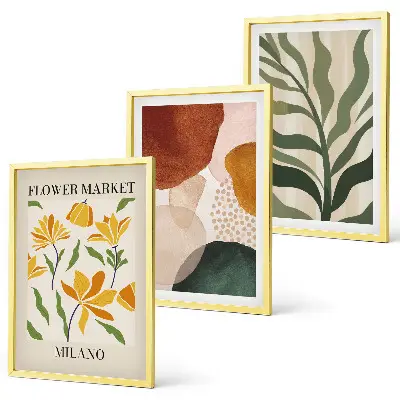 Billedvæg med blomsterabstrakte former inspiration til din billedvæg