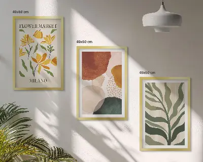 Billedvæg med blomsterabstrakte former inspiration til din billedvæg