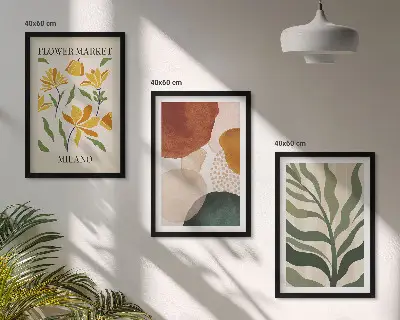 Billedvæg med blomsterabstrakte former inspiration til din billedvæg