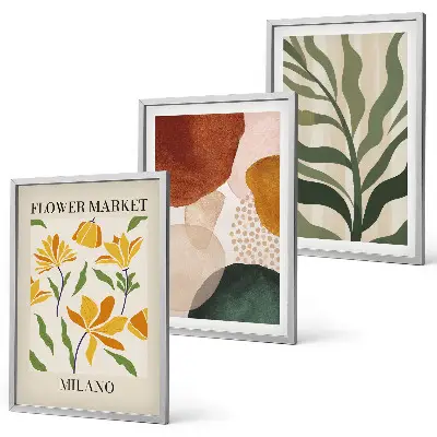 Billedvæg med blomsterabstrakte former inspiration til din billedvæg