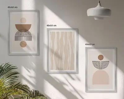 Billedvæg abstrakte former i brune og beige nuancer